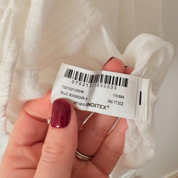 Zara Gauze Crinkle Spaghetti Strap Mini Dress White NWOT Size Medium - Picture 6 of 7